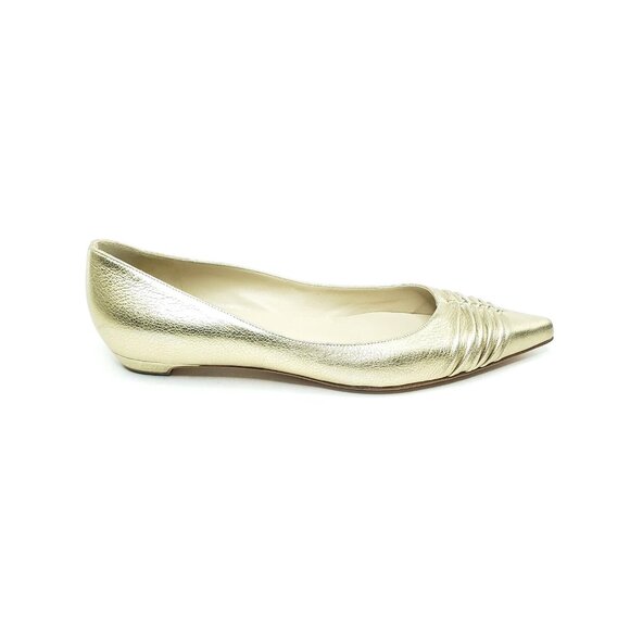 Jimmy Choo Gold Metallic Flats Pointed Toe Womens EUR 38.5 US 8.5 - Picture 15 of 16